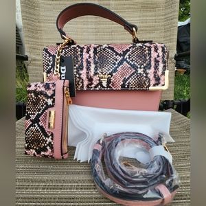 NWT Dune London Pink Snake Print Handbag Adjustable Crossbody